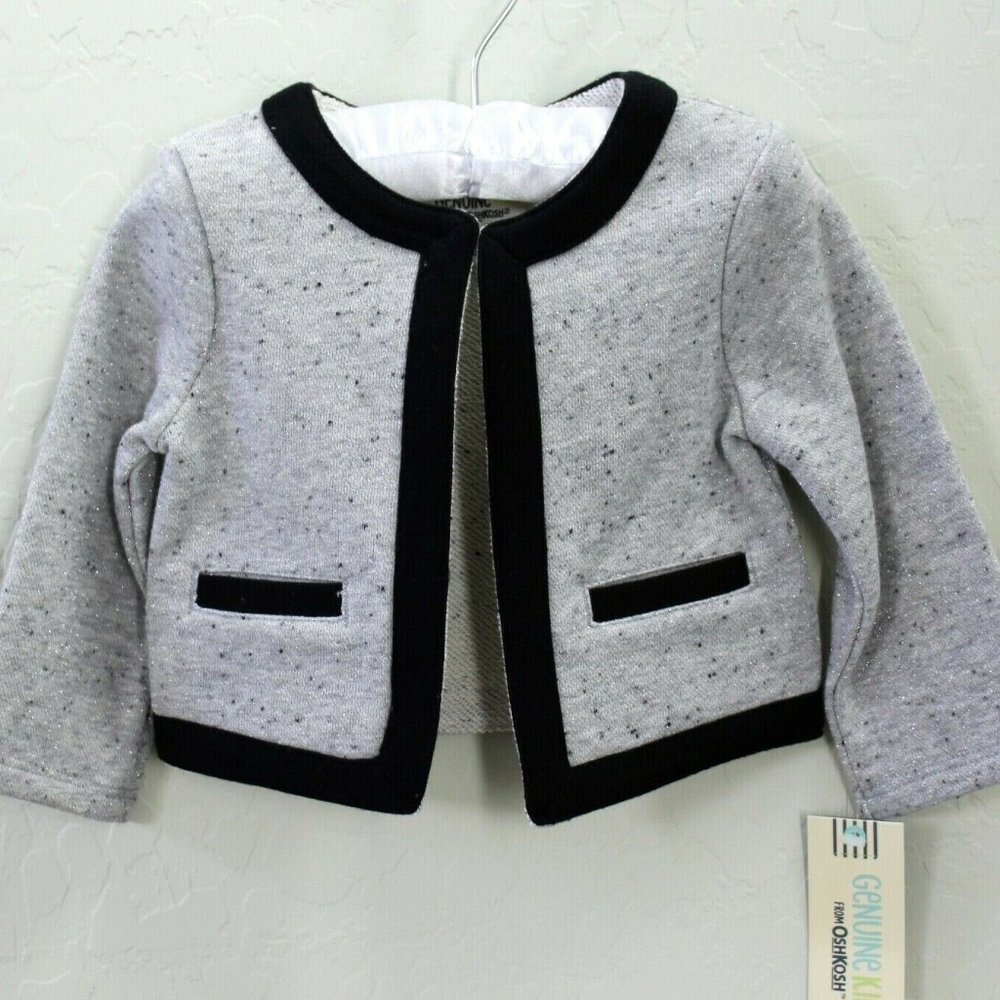 Genuine Kids by OshKosh Long Sleeve Black Trim Sparkle Jacket Size 12M